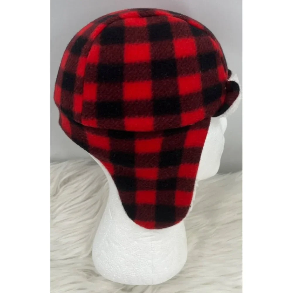 Hudson Baby 18/24 Mos Buffalo Check Plaid Aviator Trapper Hat Mitten Bootie Set